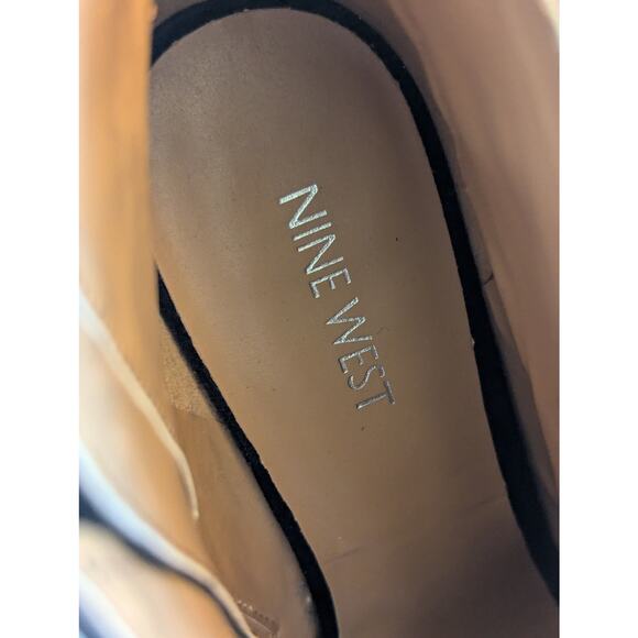 Nine West Black Leather Gaige Open Toe Peep Toe Sandal Heel Buckle Bootie Sz 9 - Picture 5 of 9